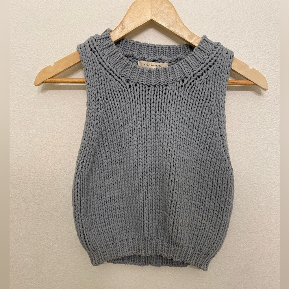 Light Blue Knit Crop Top